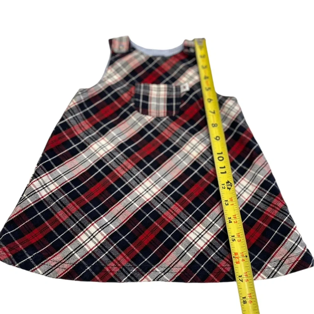 Tommy Hilfiger Baby Dress Jumper Plaid 12M 18M Red White Blue Snaps Sleeveless